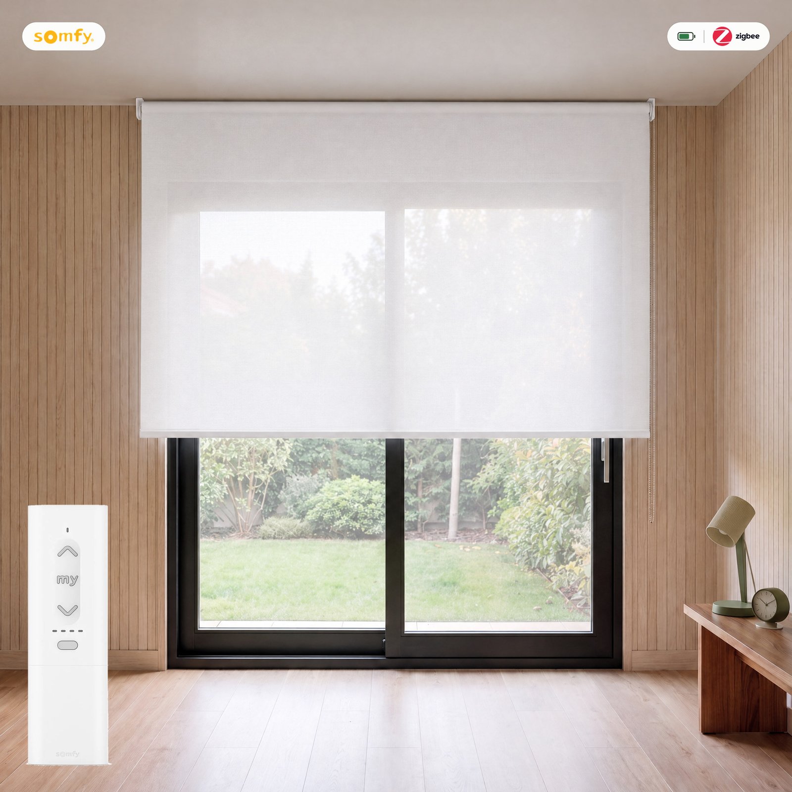Estor motorizado Screen 3% Blanco con mando Somfy Zigbee