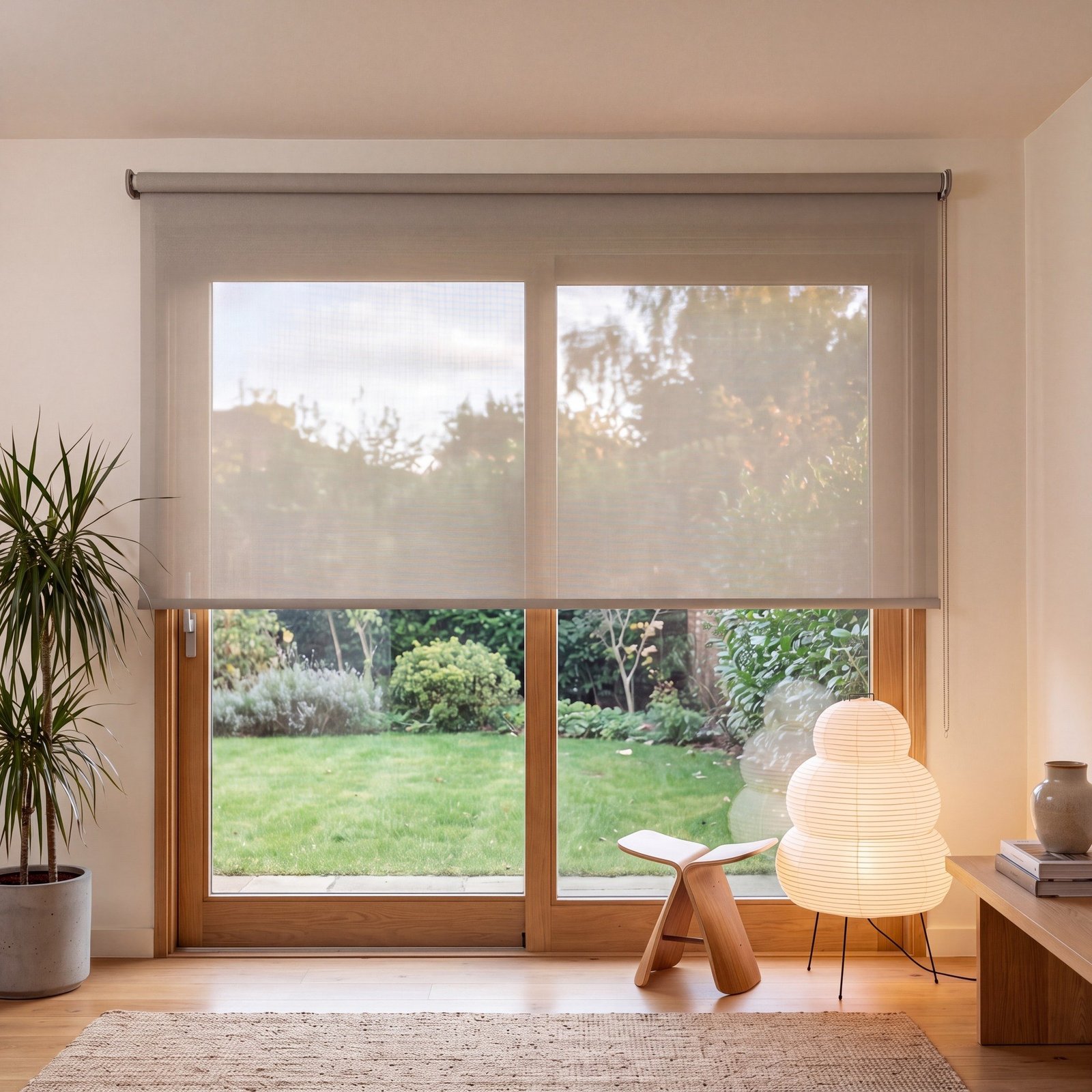 Estor screen poliéster 5% Beige 0708 en salón